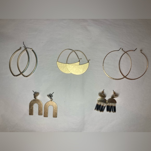Jewelry Five Pairs Of Gold Earrings Poshmark